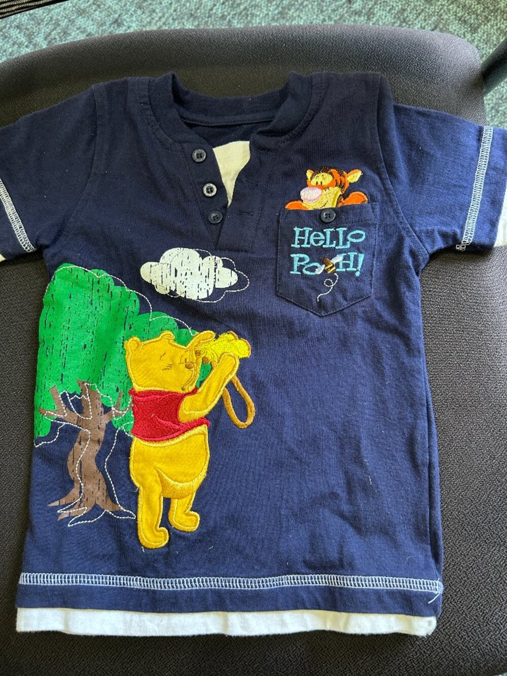 Kids' Blue Pooh & Tigger Embroidered Shirt